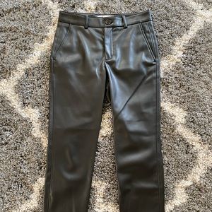 Black faux leather pants